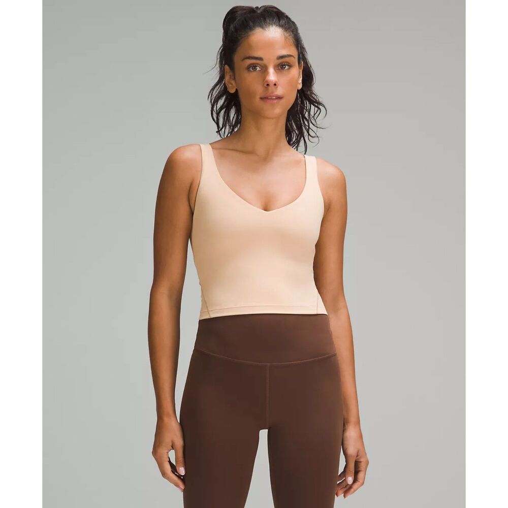 Lululemon Align Tank Top V-Neck Sports Bra / Bralette in Contour nude color